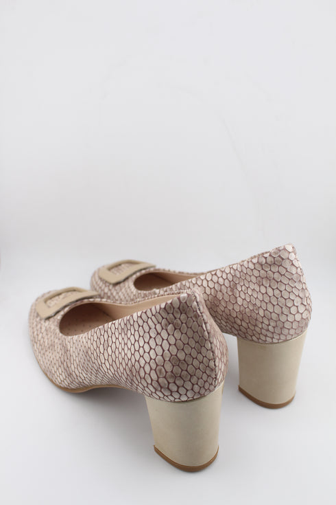 DFC Relax Hexagonal Textured Block Heel Pumps